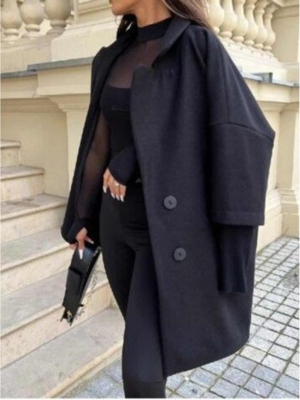 Kabát flaušový dlouhý rukáv dámský (S/M/L ONE SIZE) ITALSKÁ MÓDA IMWKK233813/DU
