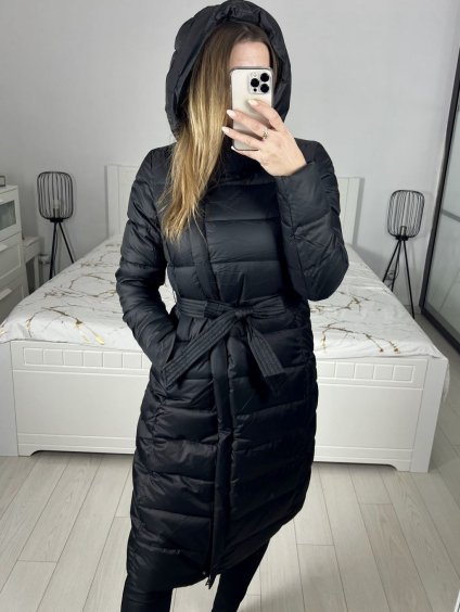 Bunda kabát s kapucí dámská (S-2XL) MET23LZ12600-1/DR (Velikost S, Barva Černá)