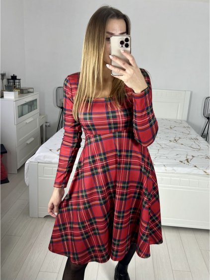 Šaty elegantní vánoční dlouhý rukáv dámské (S/M ONE SIZE) ITALSKÁ MÓDA IMM23M19398/DUR (Velikost S/M/L, Barva červená)