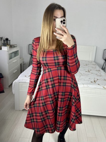 Šaty elegantní vánoční dlouhý rukáv dámské (S/M ONE SIZE) ITALSKÁ MÓDA IMM23M19398/DUR (Velikost S/M/L, Barva červená)