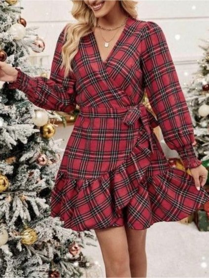 Šaty elegantní vánoční dlouhý rukáv dámské (S/M ONE SIZE) ITALSKÁ MÓDA IMM23M19525/DUR (Velikost S/M/L, Barva červená)