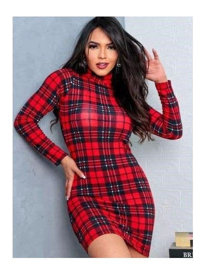 Šaty elegantní vánoční dlouhý rukáv dámské (S/M ONE SIZE) ITALSKÁ MÓDA IMM23M16561/DUR (Velikost S/M/L, Barva červená)