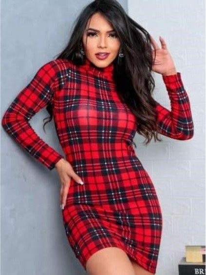 Šaty elegantní vánoční dlouhý rukáv dámské (S/M ONE SIZE) ITALSKÁ MÓDA IMM23M16561/DUR (Velikost S/M/L, Barva červená)
