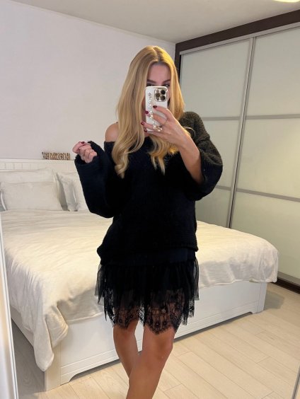 Šaty se svetrem bez rukávu dámské (S/M ONE SIZE) ITALSKÁ MÓDA IMWAE234284/DUR (Velikost S/M/L, Barva béžová)