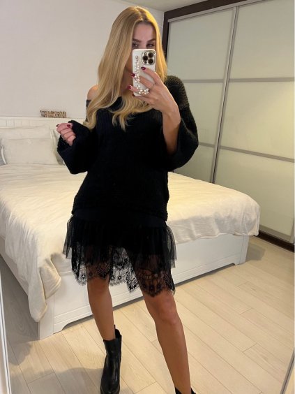 Šaty se svetrem bez rukávu dámské (S/M ONE SIZE) ITALSKÁ MÓDA IMWAE234284/DUR (Velikost S/M/L, Barva béžová)