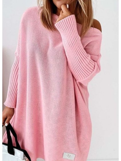 Svetr prodloužený oversize dlouhý rukáv dámský (S/M/L ONE SIZE) ITALSKÁ MÓDA IMWL22010/DUR (Velikost M/L, Barva béžová)