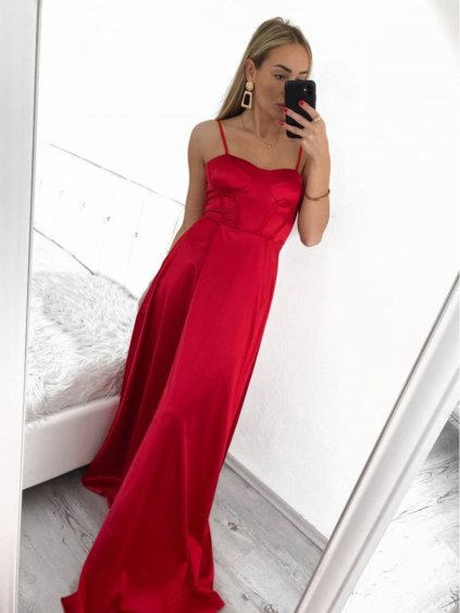 Šaty společenské carmen dlouhé na ramínka dámské (S/M ONE SIZE) ITALSKÁ MÓDA IMPBB23B23687/DUR