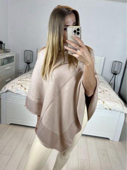 Pončo úpletové dámské (S/M/L ONE SIZE) FRANCOUZSKÁ MÓDA FMWG23FG55513/DU (Velikost M/L, Barva Černá)