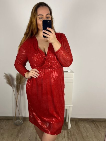 Šaty společenské flitrové dlouhý rukáv dámské nadrozměr  (3XL/4XL ONE SIZE) ITALSKÁ MÓDA IMWQ23150/DUR (Velikost 3XL/4XL, Barva bílá)