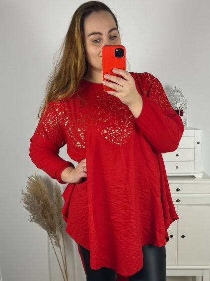 Tunika elegantní dlouhý rukáv dámská nadrozměr (3XL/4XL ONE SIZE) ITALSKÁ MÓDA IMWQ231163/DUR