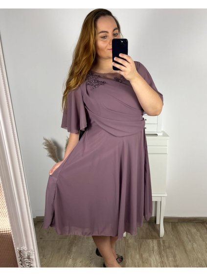 Šaty společenské elegantní šifonové krátký rukáv dámské nadrozměr (XL/2XL/3XL ONE SIZE) ITALSKÁ MÓDA IMM2380735/DUR (Velikost XL/2XL, Barva Černá)