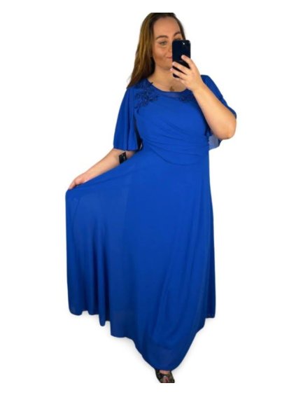 Šaty plesové dlouhé elegantní společenské krátký rukáv dámské nadrozměr (XL/2XL ONE SIZE) ITALSKÁ MÓDA IMM2380736PL/DR (Velikost XL/2XL, Barva fialová)