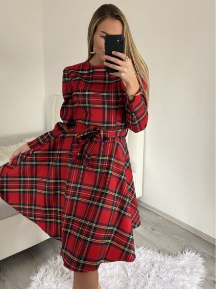 Šaty elegantní vánoční dlouhý rukáv dámské (S/M ONE SIZE) ITALSKÁ MÓDA IMM23M56238/DU (Velikost S/M/L, Barva červená)
