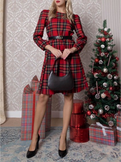 Šaty elegantní vánoční dlouhý rukáv dámské (S/M ONE SIZE) ITALSKÁ MÓDA IMM23M56726/DU