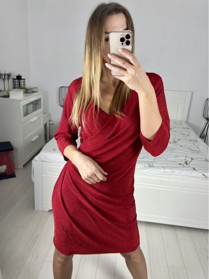 Šaty společenské třpytivé dlouhý rukáv dámské (S/M ONE SIZE) ITALSKÁ MODA IMM23M284A/DUR