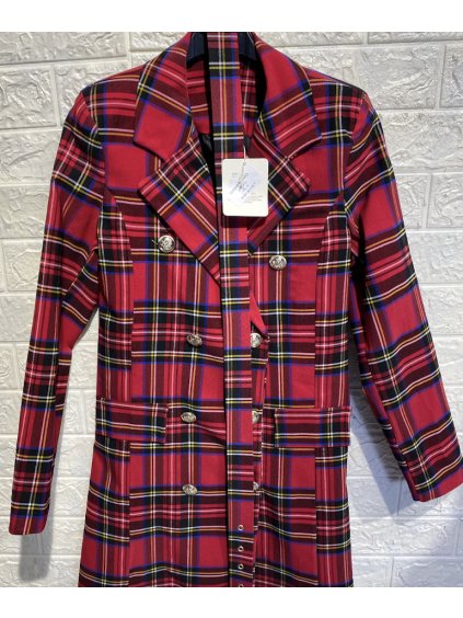 Šaty elegantní kabátkové s páskem dlouhý rukáv dámské (S/M ONE SIZE) ITALSKÁ MÓDA IMPGM235862/DUR (Velikost S, Barva červená)