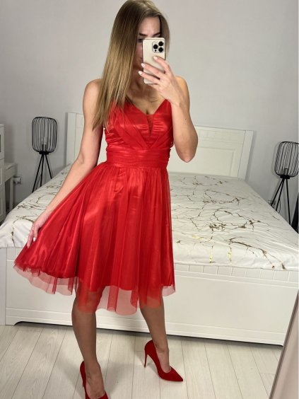 Šaty společenské na ramínka tylové dámské (XS/S/M/L ONE SIZE) ITALSKá MóDA IMC23498/DUR (Velikost S/M/L, Barva Černá)