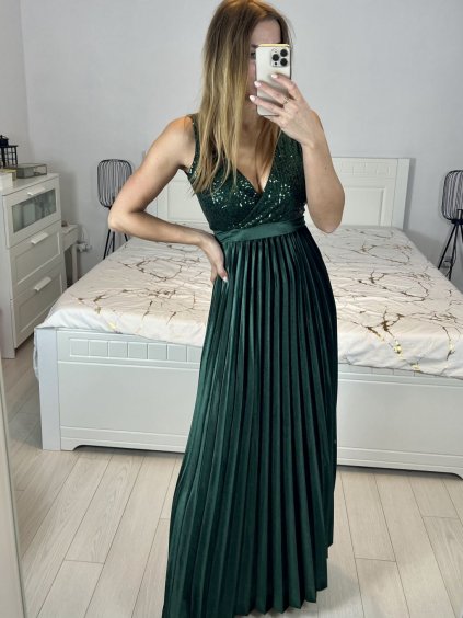 Šaty dlouhé společenské flitrové sametové bez rukávu dámské (S/M ONE SIZE) ITALSKÁ MÓDA IMWB233931/DU (Velikost S/M/L, Barva Černá)