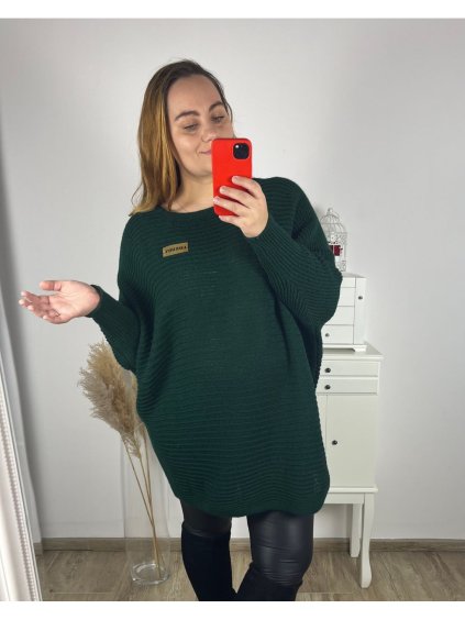 Svetr oversize dlouhý rukáv dámský nadrozměr (4XL/5XL/6XL ONE SIZE) ITALSKá MODA IMHMS23LUXURY/DU (Velikost 4XL/5XL, Barva Černá)