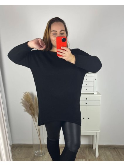 Svetr prodloužený oversize dlouhý rukáv dámský nadrozměr (3XL/4XL/5XL ONE SIZE) ITALSKá MODA IMHMS23BASIC/DU