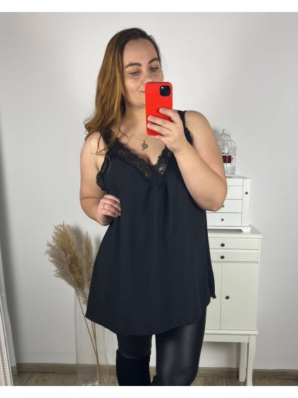Tílko s krajkou dámské nadrozměr (XL/2XL/3XL ONE SIZE) ITALSKÁ MÓDA IMBM23023/DU (Velikost 2XL/3XL, Barva bílá)