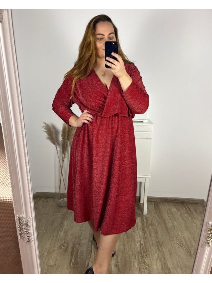 Šaty společenské dlouhý rukáv dámské nadrozměr (3XL/4XL/5XL ONE SIZE) ITALSKÁ MÓDA IM423LINDA/DU