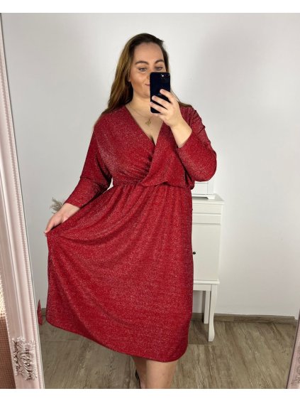 Šaty společenské dlouhý rukáv dámské nadrozměr (3XL/4XL/5XL ONE SIZE) ITALSKÁ MÓDA IM423LINDA/DUR (Velikost 3XL/4XL, Barva Černá)