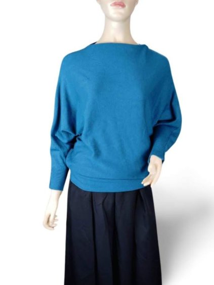 Svetr slabý úpletový dlouhý netopýří rukáv dámský (S/M/L ONE SIZE) ITALSKá MóDA IM723GALA/DR (Velikost S/M/L, Barva Černá)