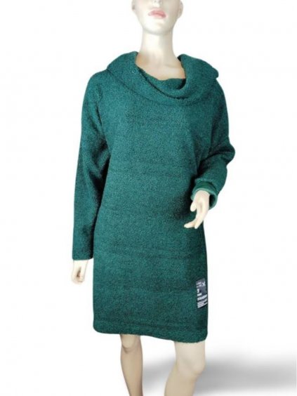 Šaty mikinové dlouhý rukáv s kapucí dámské (S/M/L ONE SIZE) ITALSKÁ MÓDA IM424007/DR