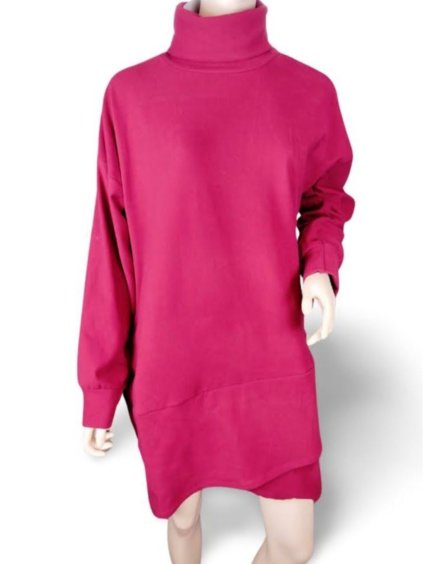 Šaty teplé dlouhý rukáv dámské nadrozměr (L/XL ONE SIZE) ITALSKá MóDA IMC23460/DR (Velikost L/XL, Barva béžová)