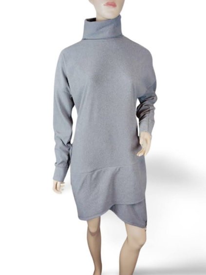 Šaty teplé dlouhý rukáv dámské nadrozměr (L/XL ONE SIZE) ITALSKá MóDA IMC23460/DR (Velikost L/XL, Barva béžová)