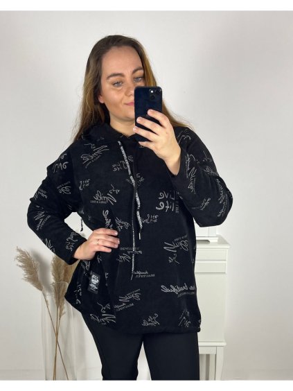 Mikina dlouhý rukáv dámské nadrozměr (3XL/4XL ONE SIZE) ITALSKá MóDA IM423742/DU