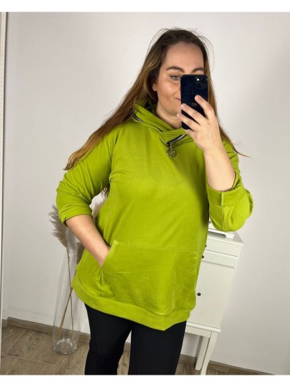 Mikina oversize teplá s kapucí dlouhý rukáv dámská nadrozměr (3XL/4XL ONE SIZE) ITALSKÁ MÓDA IM423TEILA/DR