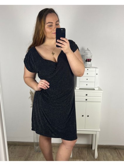 Šaty elegantní společenské bez rukávu dámské (40-50) POLSKÁ MÓDA PMFF24GORA/DUR (Velikost 40, Barva Černá)