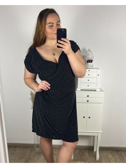 Šaty elegantní společenské bez rukávu dámské (40-50) POLSKÁ MÓDA PMFF24GORA/DUR (Velikost 40, Barva Černá)