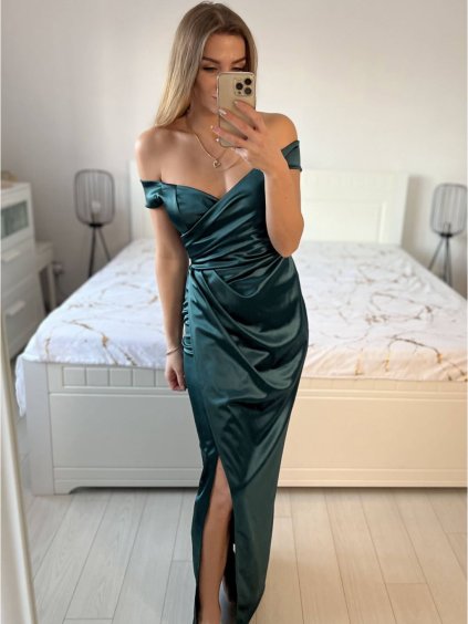 Šaty společenské carmen elegantní dámské (S/M ONE SIZE) ITALSKá MODA IMS235378/DU (Velikost S/M/L, Barva bílá)