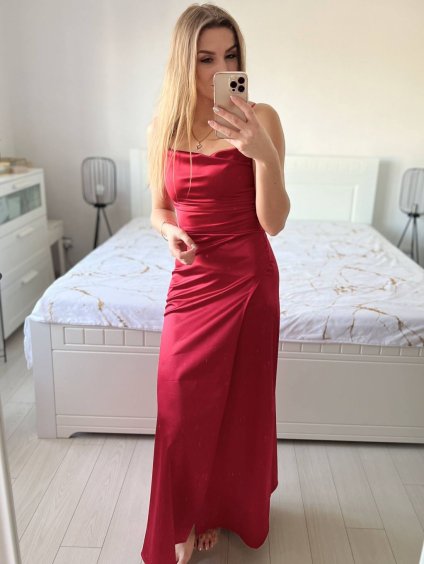 Šaty dlouhé společenské na ramínka dámské (S/M ONE SIZE) ITALSKÁ MÓDA IMPSH236530/DU