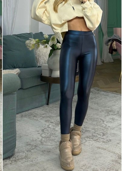 Legíny koženkové dlouhé dámské (S/M ONE SIZE) FRANCOUZSKÁ MÓDA FMTI24P6268/DU (Velikost S/M/L, Barva Černá)
