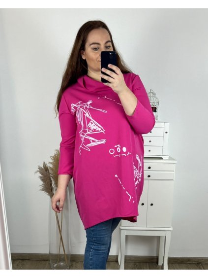 Šaty mikinové dlouhý rukáv dámské nadrozměr (L/XL/2XL ONE SIZE) ITALSKÁ MÓDA IMPLI2437780/DR