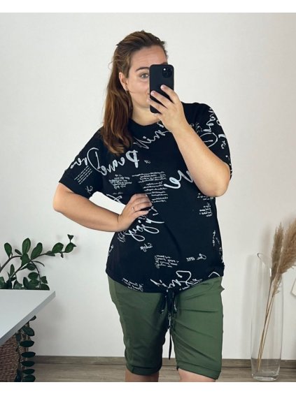 Tričko krátký rukáv dámská nadrozměr (4XL/5XL ONE SIZE) ITALSKÁ MÓDA IMC24005/DUR (Velikost 4XL/5XL, Barva zelená)