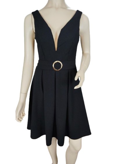 Šaty společenské krátké  široká ramínka dámské (S/M ONE SIZE) ITALSKÁ MÓDA IM323BELLA/DU (Velikost S/M/L, Barva Černá)