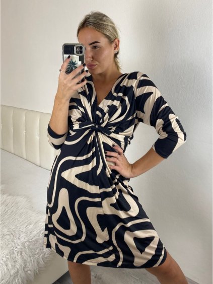 Šaty elegantní dlouhý rukáv icecool dámské (S/M ONE SIZE) ITALSKÁ MODA IMM23M6150-1/DU (Velikost S/M/L, Barva Černá)