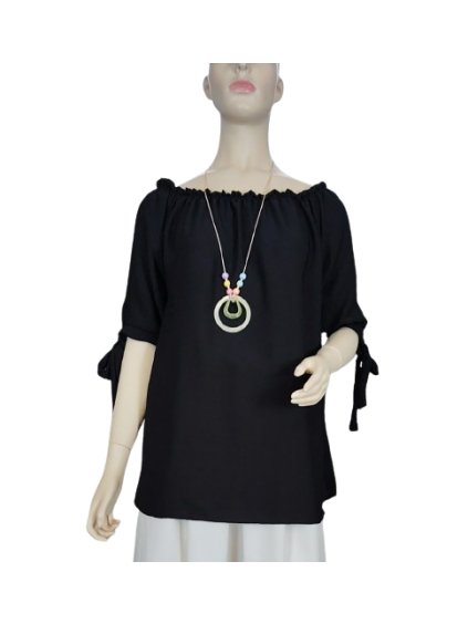 Tunika s přívěškem krátký rukáv dámská (L/XL ONE SIZE) ITALSKÁ MÓDA IMWDI24009/DUR (Velikost L/XL, Barva bílá)