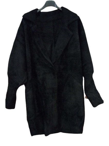 Kabát alpaca dlouhý rukáv s kapsami dámský (S/M ONE SIZE) ITALSKÁ MÓDA IMWK21028/DUR (Velikost S/M/L, Barva Černá)