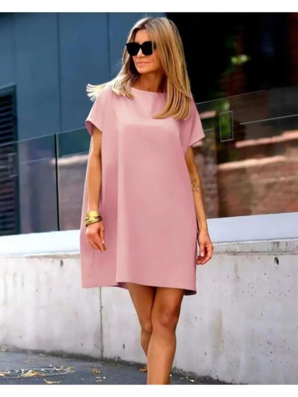 Šaty oversize volnočasové letní krátký rukáv dámské (S/M/L/XL/2XL ONE SIZE) ITALSKÁ MÓDA IMD22425