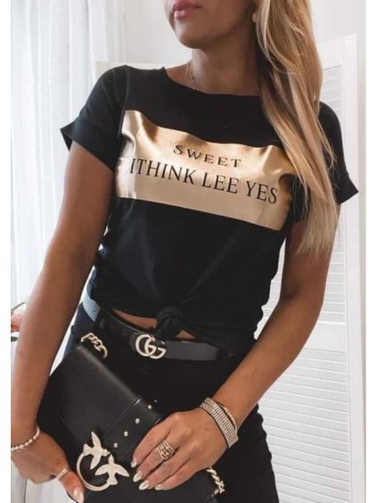 Tričko krátký rukáv dámské  (S/M/L ONE SIZE) ITALSKÁ MÓDA IMD221093