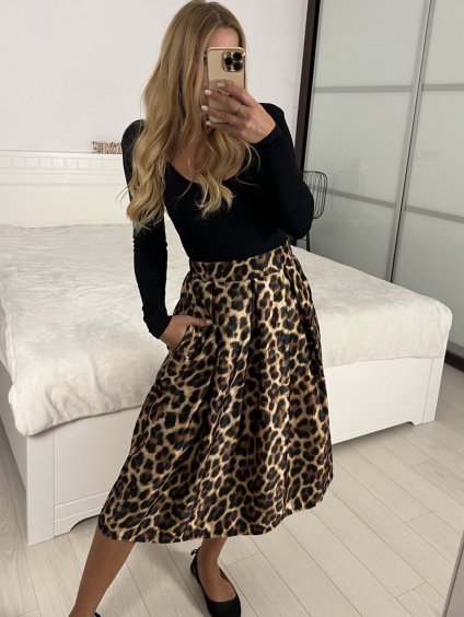 Sukně středně dlouhá dámská (S/M ONE SIZE) ITALSKÁ MÓDA IMM23M3154-2/DUR (Velikost S/M/L, Barva hnědá)