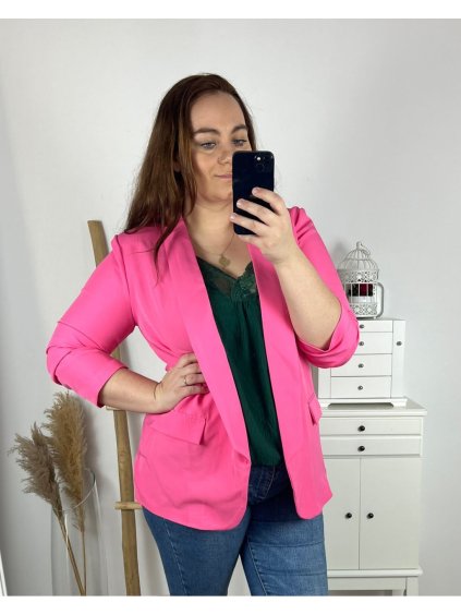 Sako dlouhý rukáv dámské nadrozměr  (XL/2XL/3XL ONE SIZE) ITALSKá MóDA IMC24STELA/DR (Velikost XL/2XL, Barva Černá)