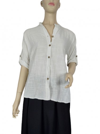 Košile bavlněná dlouhý rukáv dámská (S/M ONE SIZE) ITALSKÁ MÓDA IMWM232597/DUR