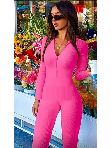 Overal dlouhý žebrovaný stahující a zeštíhlující dlouhý rukáv dámský (XS/S/M ONE SIZE ) ITALSKÁ MÓDA IMM24CH2990/DUR (Velikost S/M/L, Barva Černá)